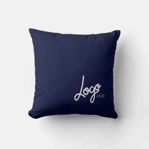 Zakelijk logo promotioneel effen kleur marineblauw kussen