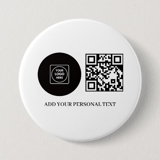 Zakelijk Logo Promotionele QR Code Tekst Knop Ronde Button 7,6 Cm (Voorkant)