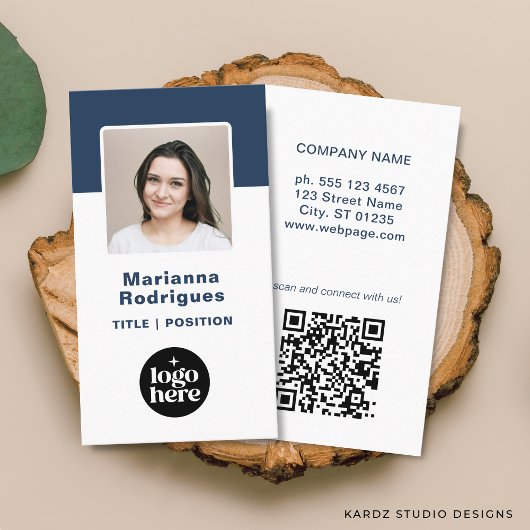 Zakelijk Logo QR Code Aangepaste Foto van Medewerk Visitekaartje