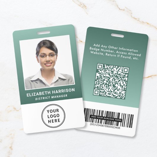 Zakelijk Logo QR Code Barcode Groen Foto ID Badge
