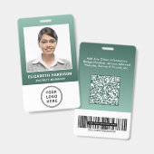 Zakelijk Logo QR Code Barcode Groen Foto ID Badge (Voor- en achterkant)