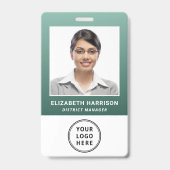 Zakelijk Logo QR Code Barcode Groen Foto ID Badge (Voorzijde)