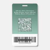 Zakelijk Logo QR Code Barcode Groen Foto ID Badge (Achterkant)