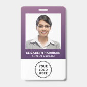 Zakelijk Logo QR Code Barcode Paars Foto ID Badge (Voorzijde)