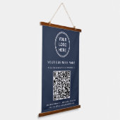Zakelijk Logo QR Code Blauw Hangend Wandkleed (Gebogen)