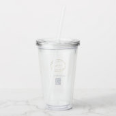 Zakelijk logo & QR-code blauw promotioneel cadeau Acryl Drinkbeker (Achterkant)