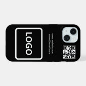 Zakelijk Logo QR Code Branding Eenvoudige iPhone H 15 Case (Achterkant horizontaal)