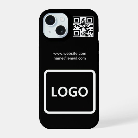 Zakelijk Logo QR Code Branding Eenvoudige iPhone H 15 Case (Achterkant)