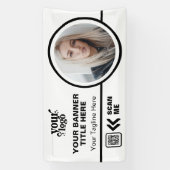 Zakelijk Logo QR Code Foto Binnen Buiten Wit Spandoek (Verticaal)