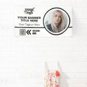 Zakelijk Logo QR Code Foto Binnen Buiten Wit Spandoek (Insitu)