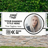 Zakelijk Logo QR Code Foto Binnen Buiten Wit Spandoek