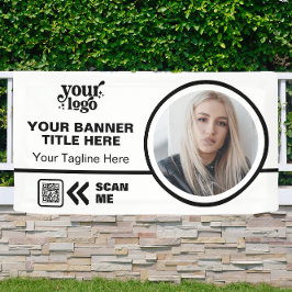 Zakelijk Logo QR Code Foto Binnen Buiten Wit Spandoek