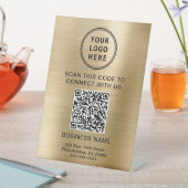 Zakelijk Logo QR Code Goud Reclamebord Met Voetstuk (Insitu)