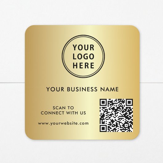 Zakelijk Logo QR Code Goud Vierkante Sticker