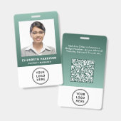 Zakelijk Logo QR Code Groen Personeel Identificati Badge (Voor- en achterkant)