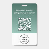 Zakelijk Logo QR Code Groen Personeel Identificati Badge (Achterkant)