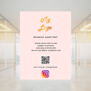 Zakelijk logo qr-code instagram blush roze goud poster