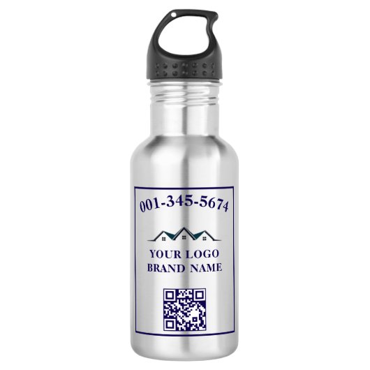 Zakelijk Logo QR Code Merkpromotie Waterfles (Voorkant)