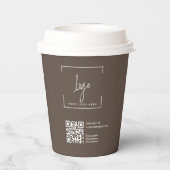 Zakelijk logo QR-code Modern bruin zakelijk Papieren Bekers (Achterkant)