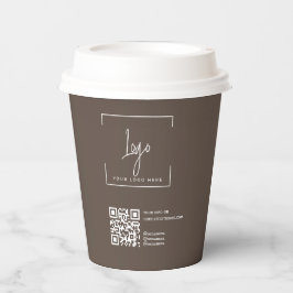 Zakelijk logo QR-code Modern bruin zakelijk Papieren Bekers