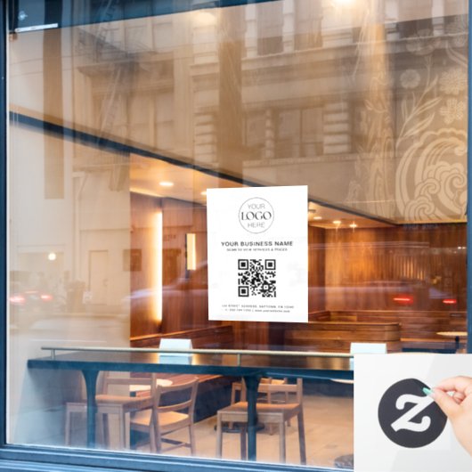 Zakelijk logo & QR-code modern eenvoudig Raamsticker (Cafe Raam)