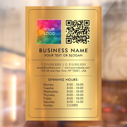 Zakelijk Logo QR Code Openingstijden Nepgoud Raamsticker (Vel 2)