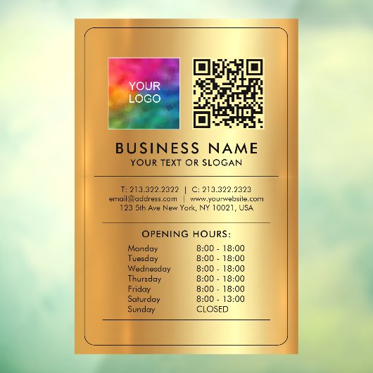 Zakelijk Logo QR-code Openingsuren Nepgoud Raamsticker (Vel 3)