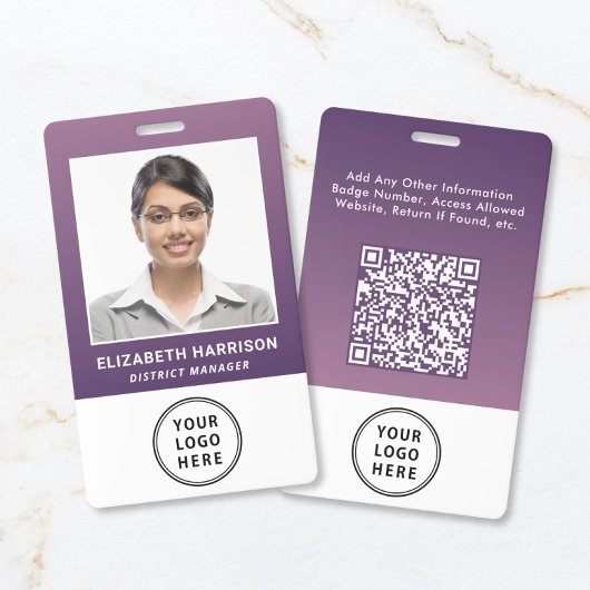Zakelijk Logo QR-code Paars Personeels ID-bewijs Badge