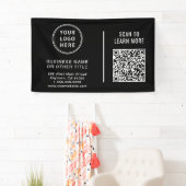 Zakelijk Logo QR Code Promotioneel Zwart Spandoek (Insitu)