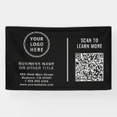 Zakelijk Logo QR Code Promotioneel Zwart Spandoek (Horizontaal)
