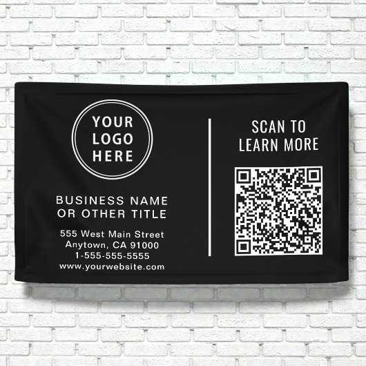 Zakelijk Logo QR Code Promotioneel Zwart Spandoek