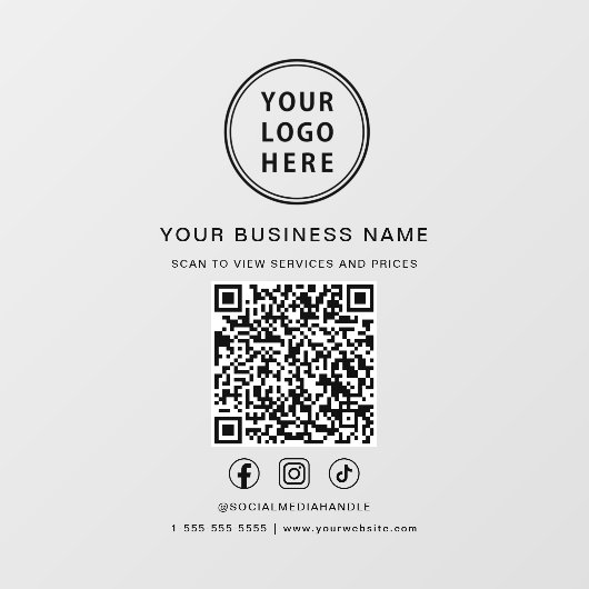 Zakelijk Logo QR Code Raamsticker (Vel)