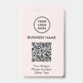 Zakelijk Logo QR Code Roze Badge (Voorzijde)