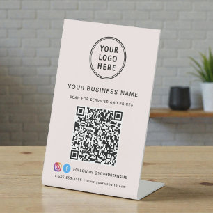 Zakelijk Logo QR Code Roze Reclamebord Met Voetstuk
