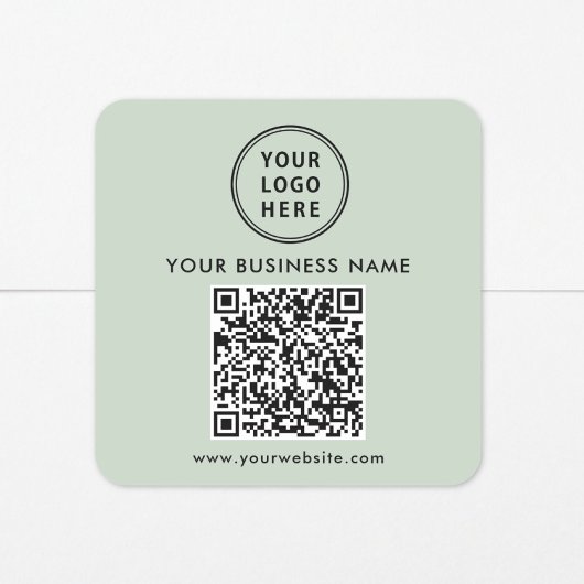 Zakelijk Logo QR Code Sage Groen Vierkante Sticker