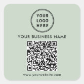 Zakelijk Logo QR Code Sage Groen Vierkante Sticker (Voorkant)