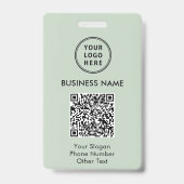 Zakelijk Logo QR Code Saliegroen Badge (Voorzijde)