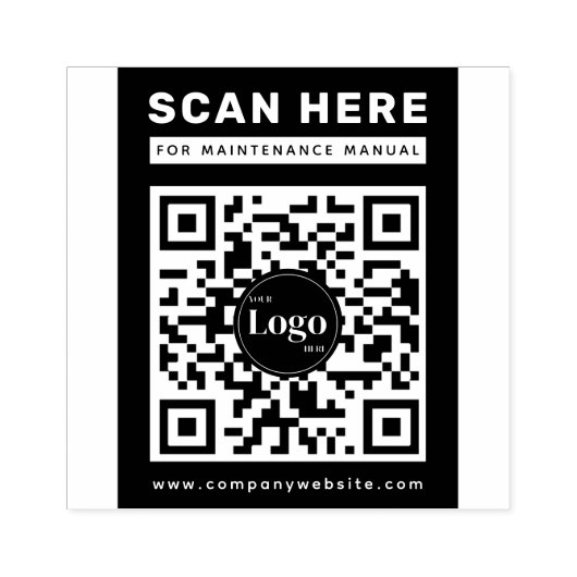 Zakelijk Logo Qr Code Scan Me Onderhoudshandleidin Rubberstempel (Afrduk)