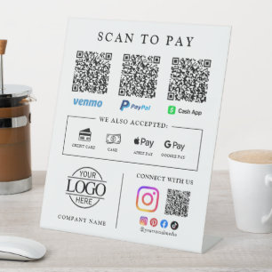 Zakelijk logo QR-code scan om tabelbord te betalen Reclamebord Met Voetstuk