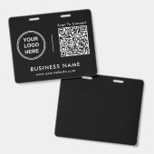 Zakelijk Logo QR-code Scan om te Verbinden Zwart Badge (Voor- en achterkant)