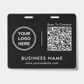Zakelijk Logo QR-code Scan om te Verbinden Zwart Badge (Voorzijde)