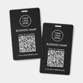 Zakelijk Logo QR Code Scan om te Verbinden Zwart Badge (Voor- en achterkant)