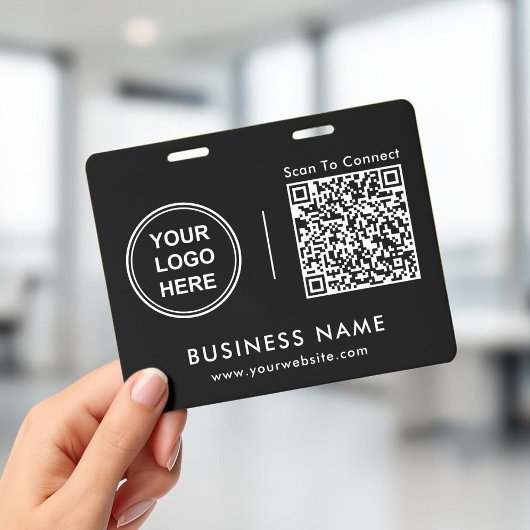 Zakelijk Logo QR-code Scan om te Verbinden Zwart Badge