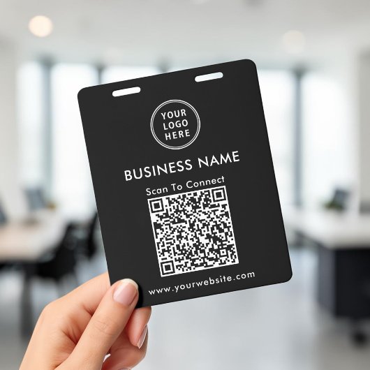 Zakelijk Logo QR Code Scan om te Verbinden Zwart Badge