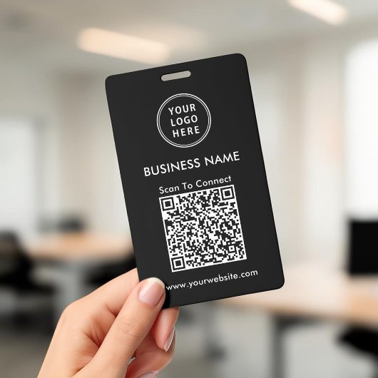 Zakelijk Logo QR Code Scan om te Verbinden Zwart Badge