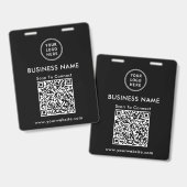 Zakelijk Logo QR Code Scan om te Verbinden Zwart Badge (Voor- en achterkant)