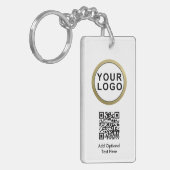 Zakelijk Logo QR Code Sleutelhanger | Zwart Wit (Voorkant Links)