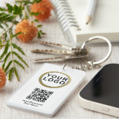 Zakelijk Logo QR Code Sleutelhanger | Zwart Wit (Voorkant Rechts)