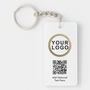 Zakelijk Logo QR Code Sleutelhanger Zwart Wit