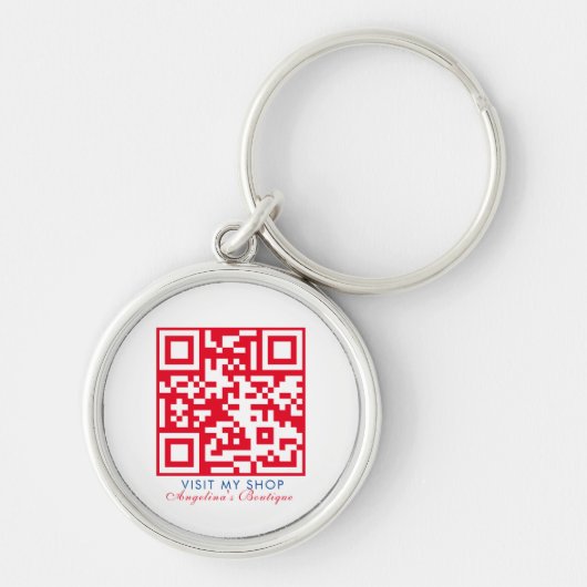 Zakelijk logo QR-code social media blauw rood Sleutelhanger (Voorkant)